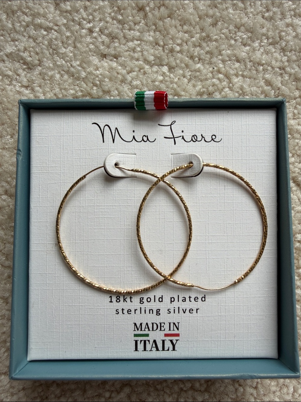 NWT Mia Fiore 18kt Gold-Plated Sterling Silver 925 Hoop Earrings